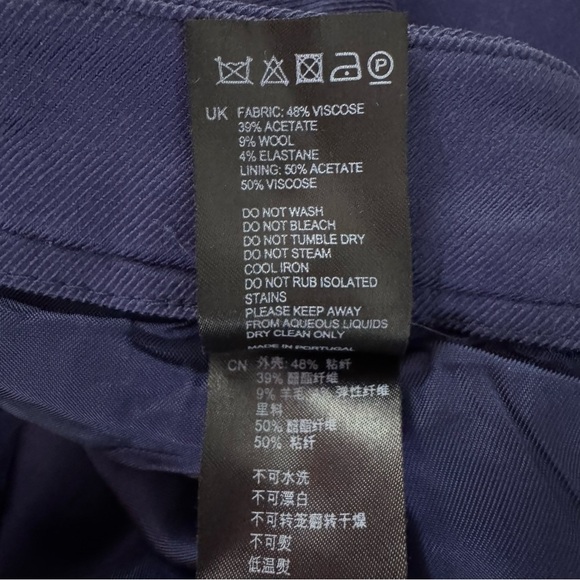 Reiss Wide Leg Cropped Trouser Pants Blue Size 4 - Picture 7 of 10